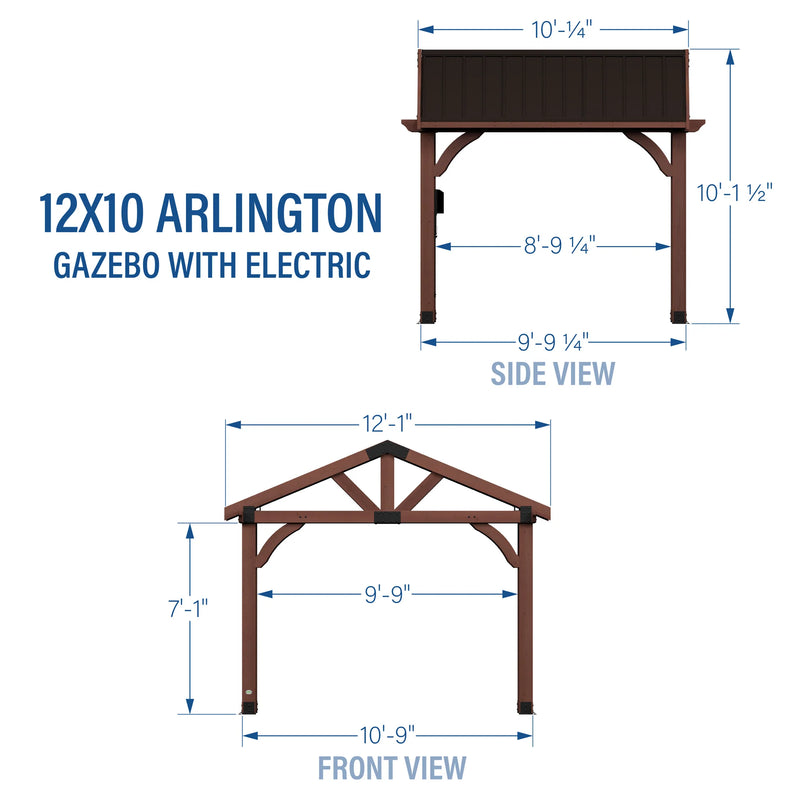 12x10 Arlington Gazebo with Electric specifications