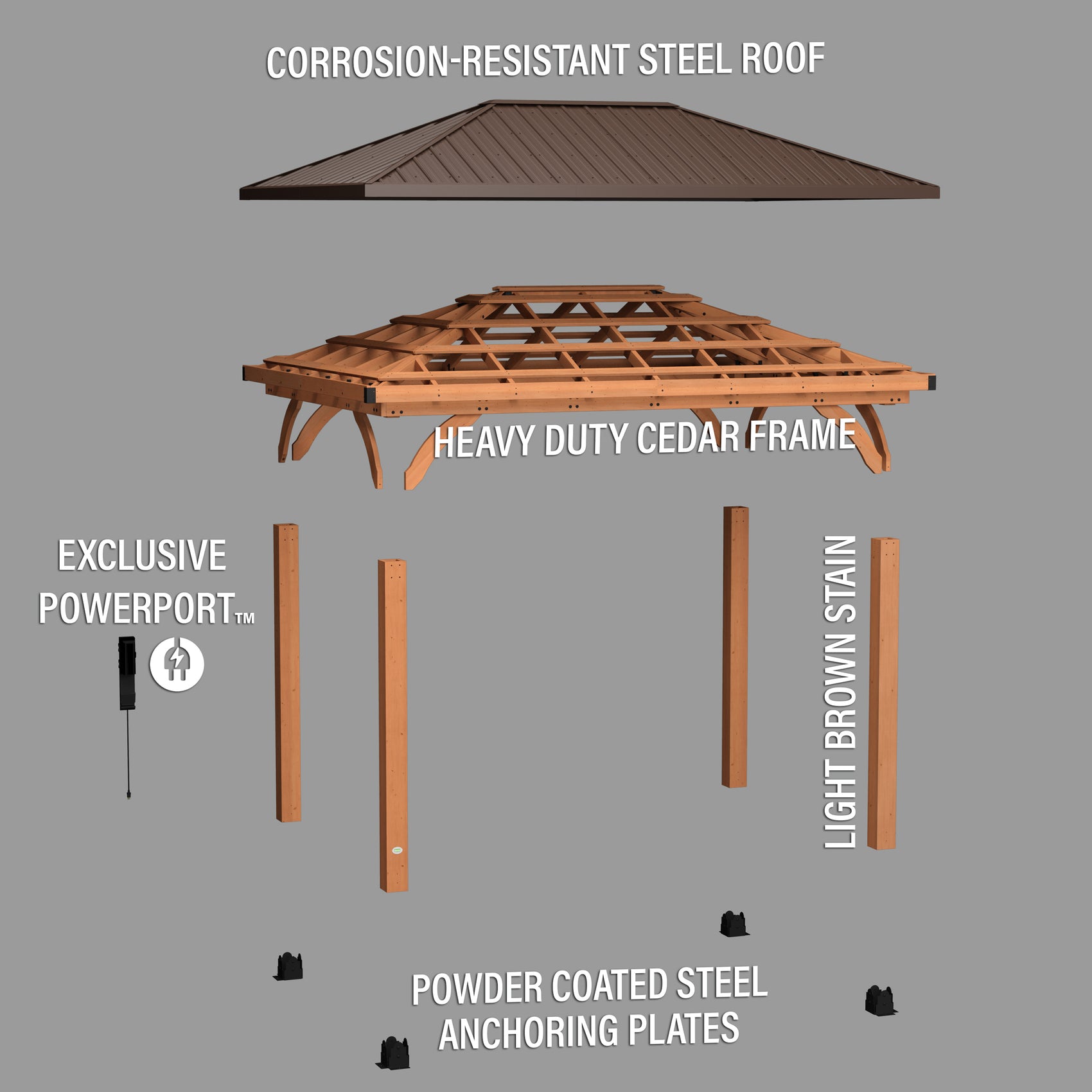 14x10 Barrington Gazebo Exploded View