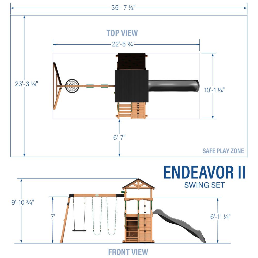 Endeavor II Gray Slide Dimensions