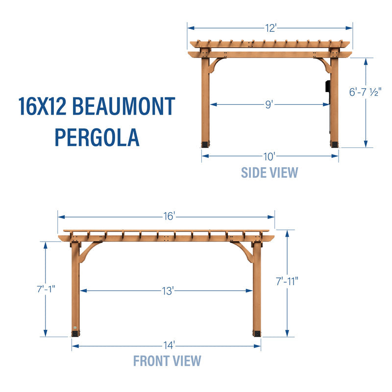 16x12 Beaumont Pergola specifications