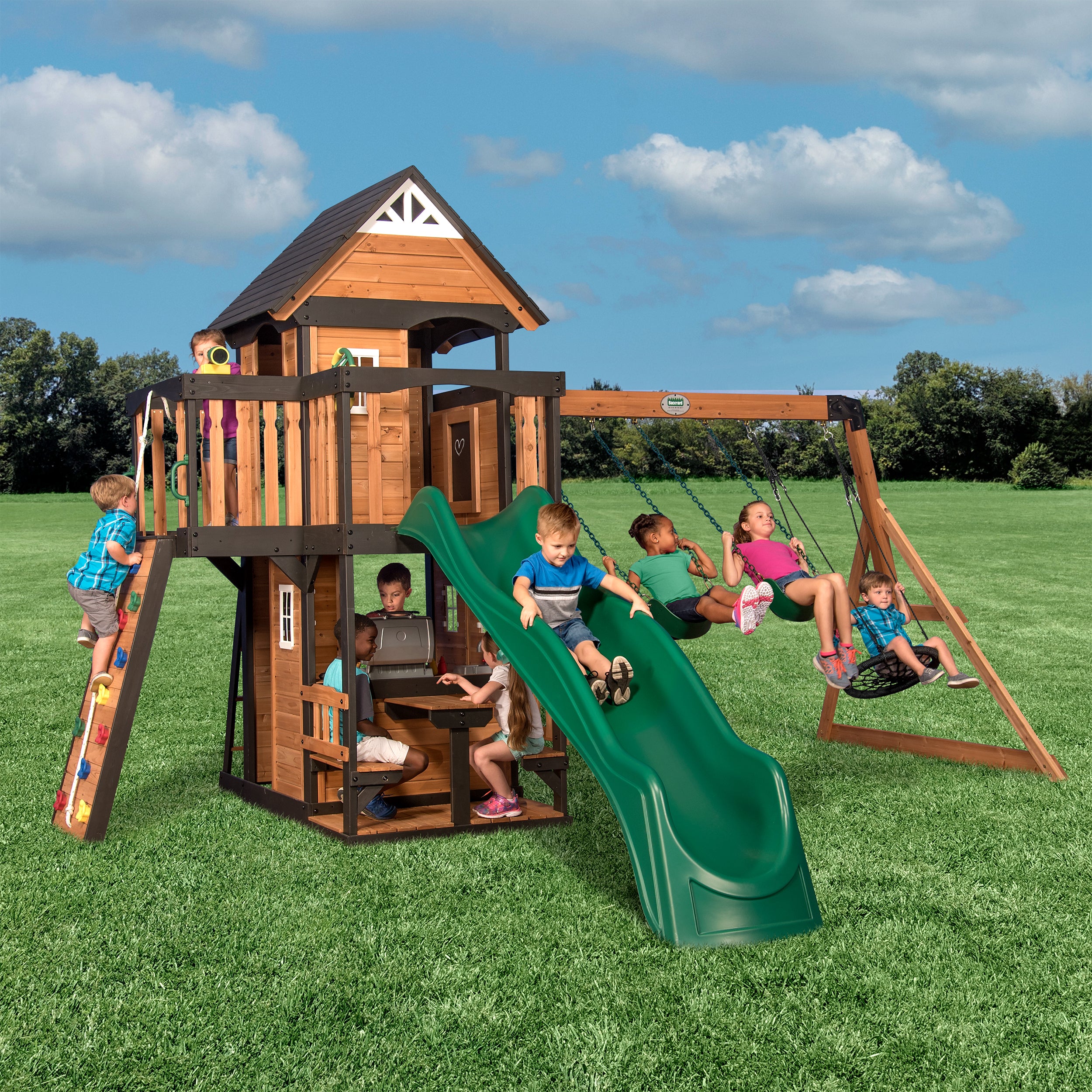 Canyon Creek Swing Set Green Slide