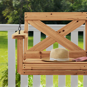 Cedar Farmhouse Porch Swing Light Brown