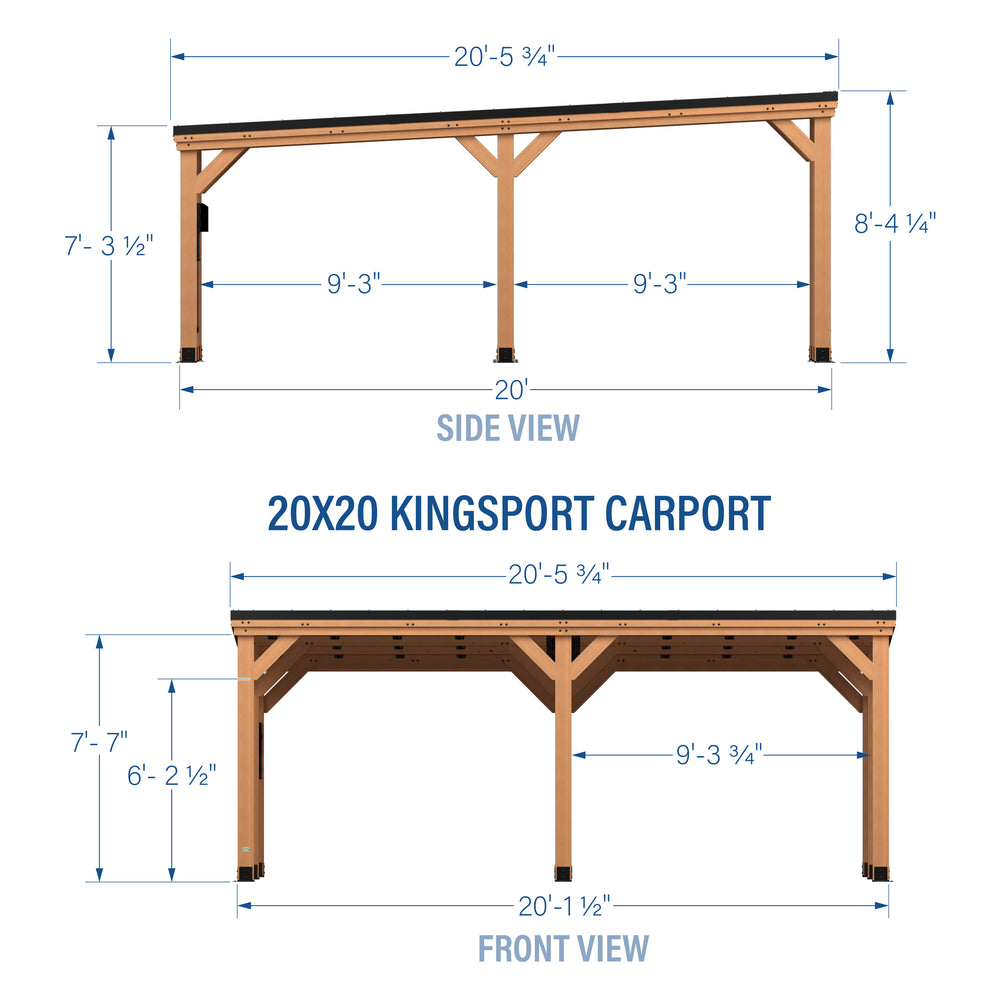 20x20 Kingsport Carport dimensions