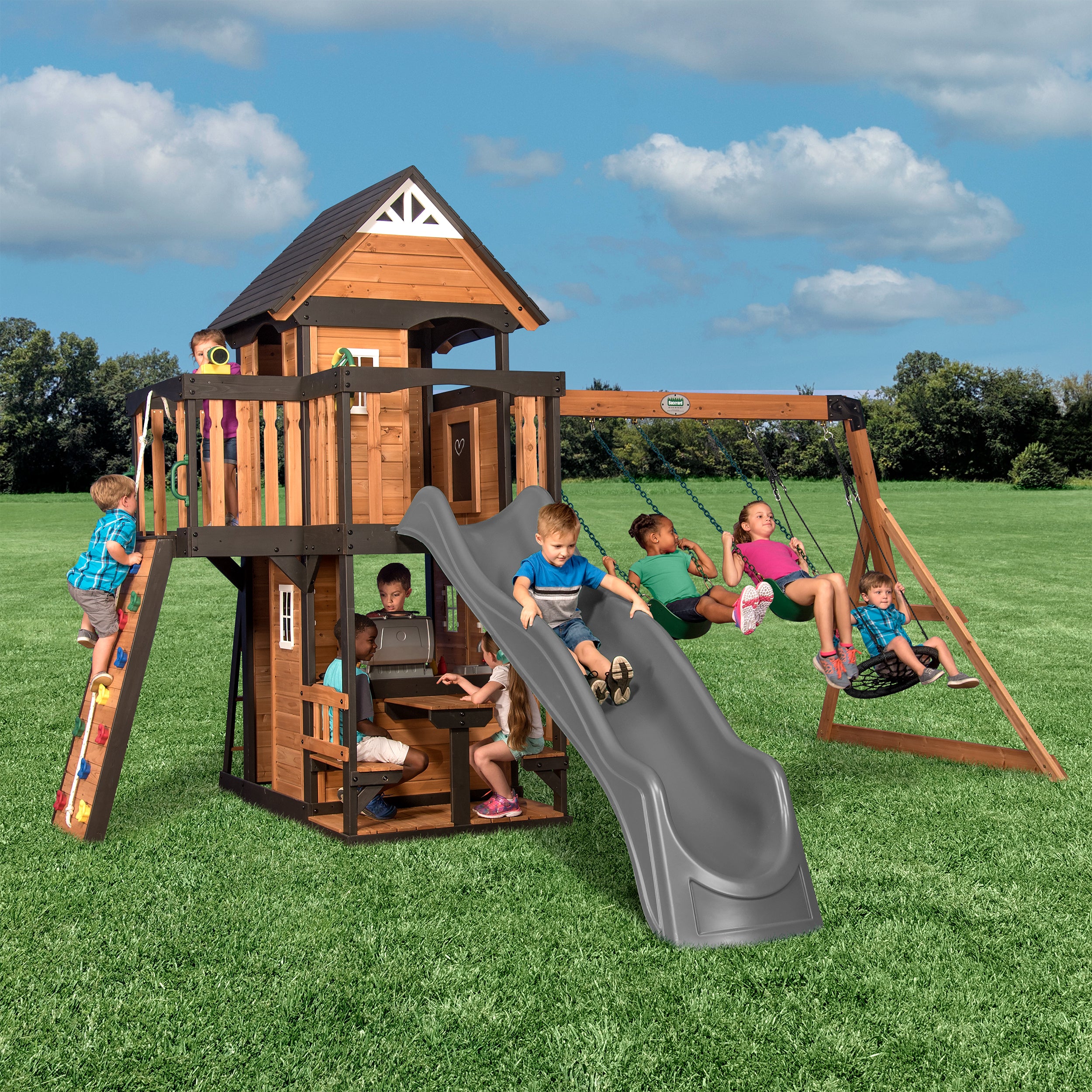 Canyon Creek Swing Set Gray Slide