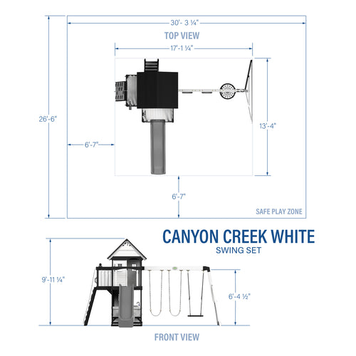 Canyon Creek Swing Set – White Dimensions