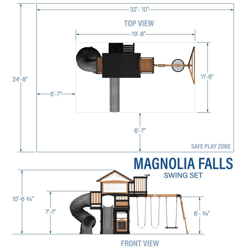 Magnolia Falls Swing Set Dimensions