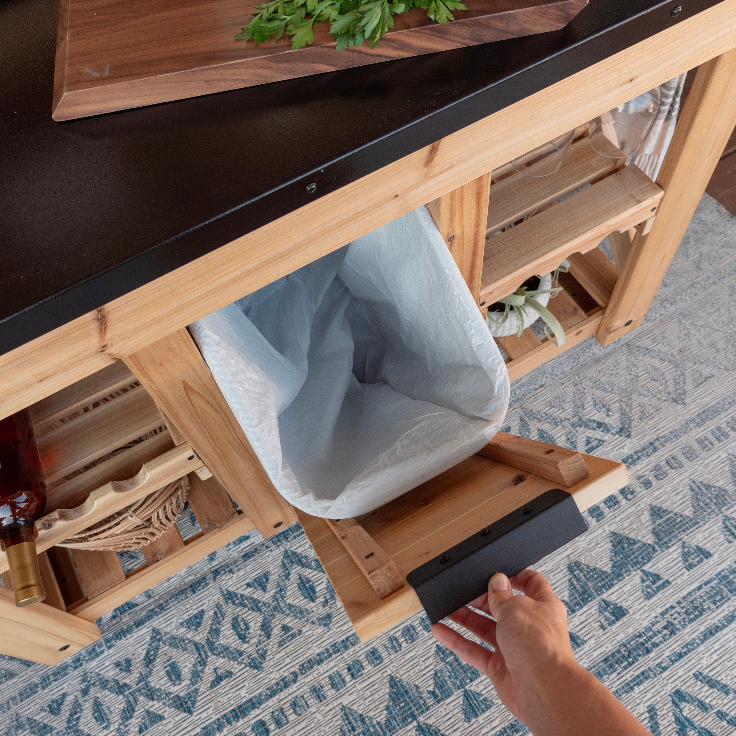 Hutch/Serving Station with tilt-out cabinet