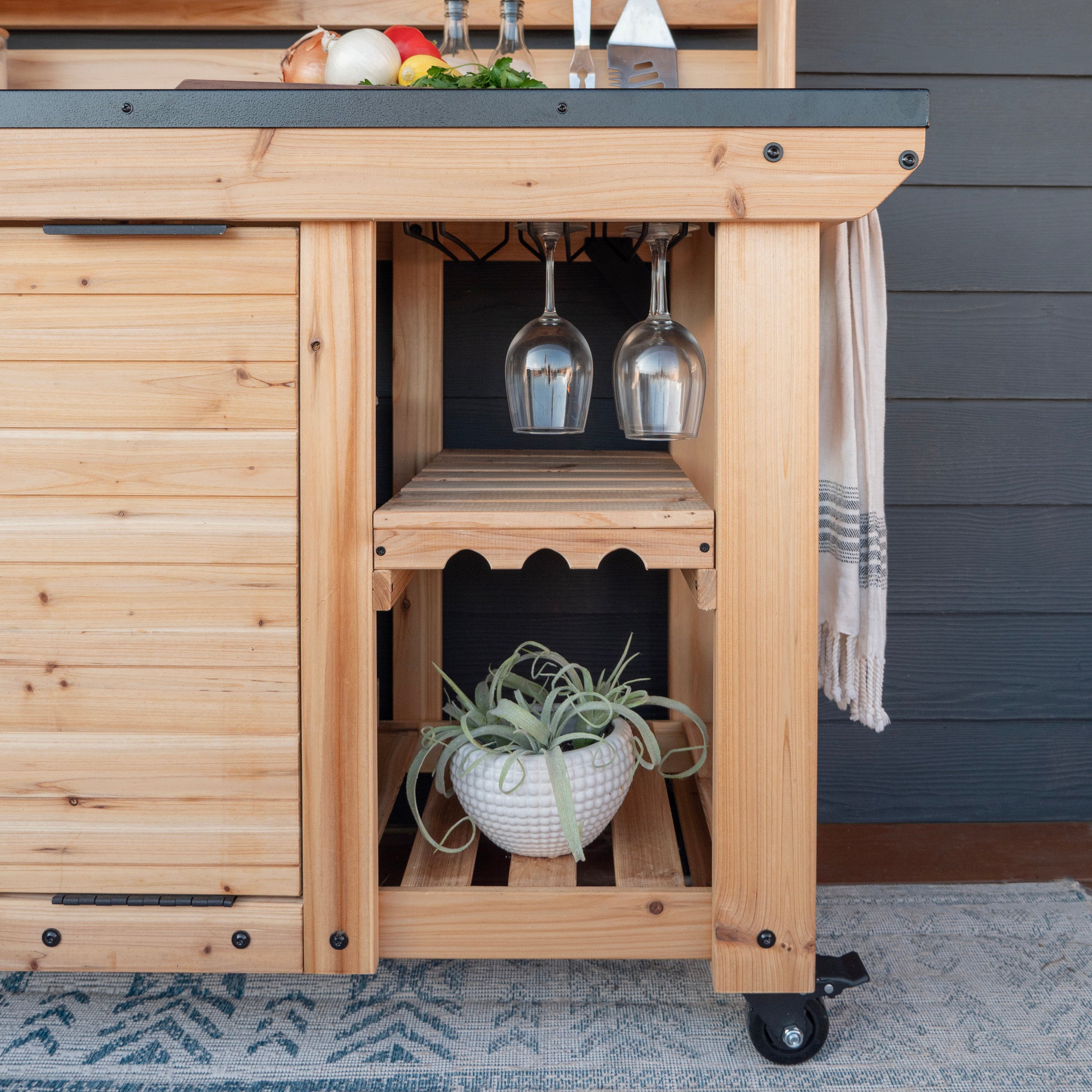 Wooden Hutch with wine glass holders