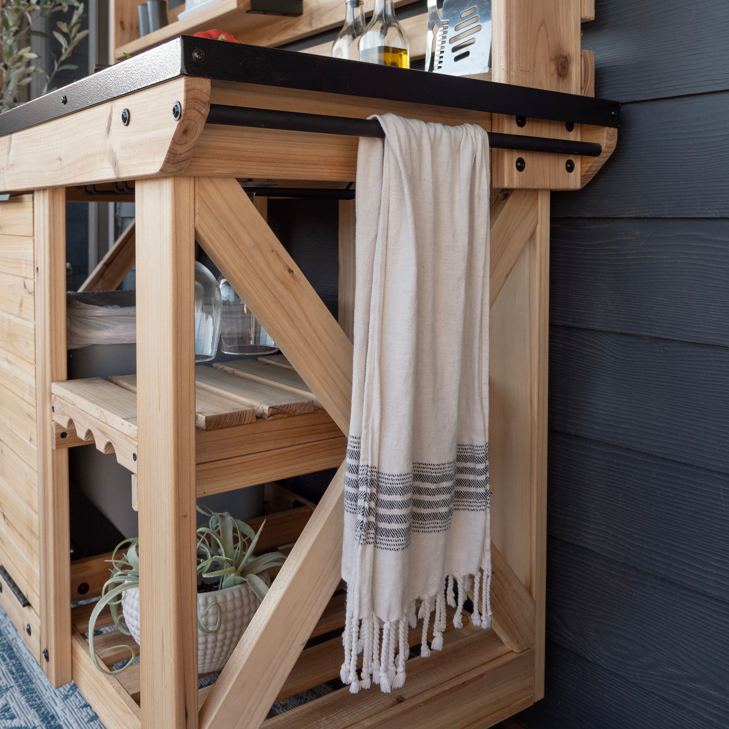 Hutch/Serving Station mounted towel bar