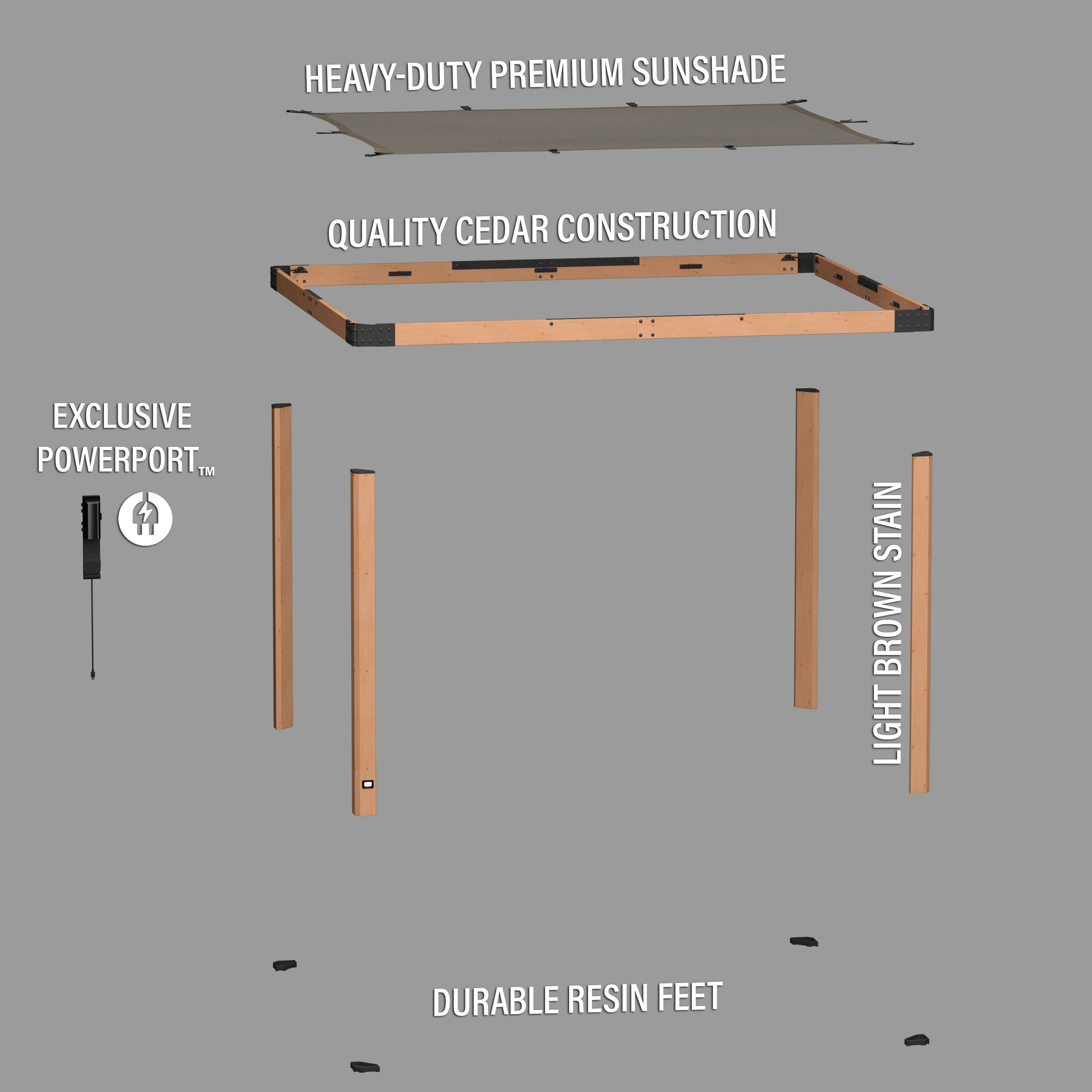 12x10 Brendan Sail Shade Exploded View