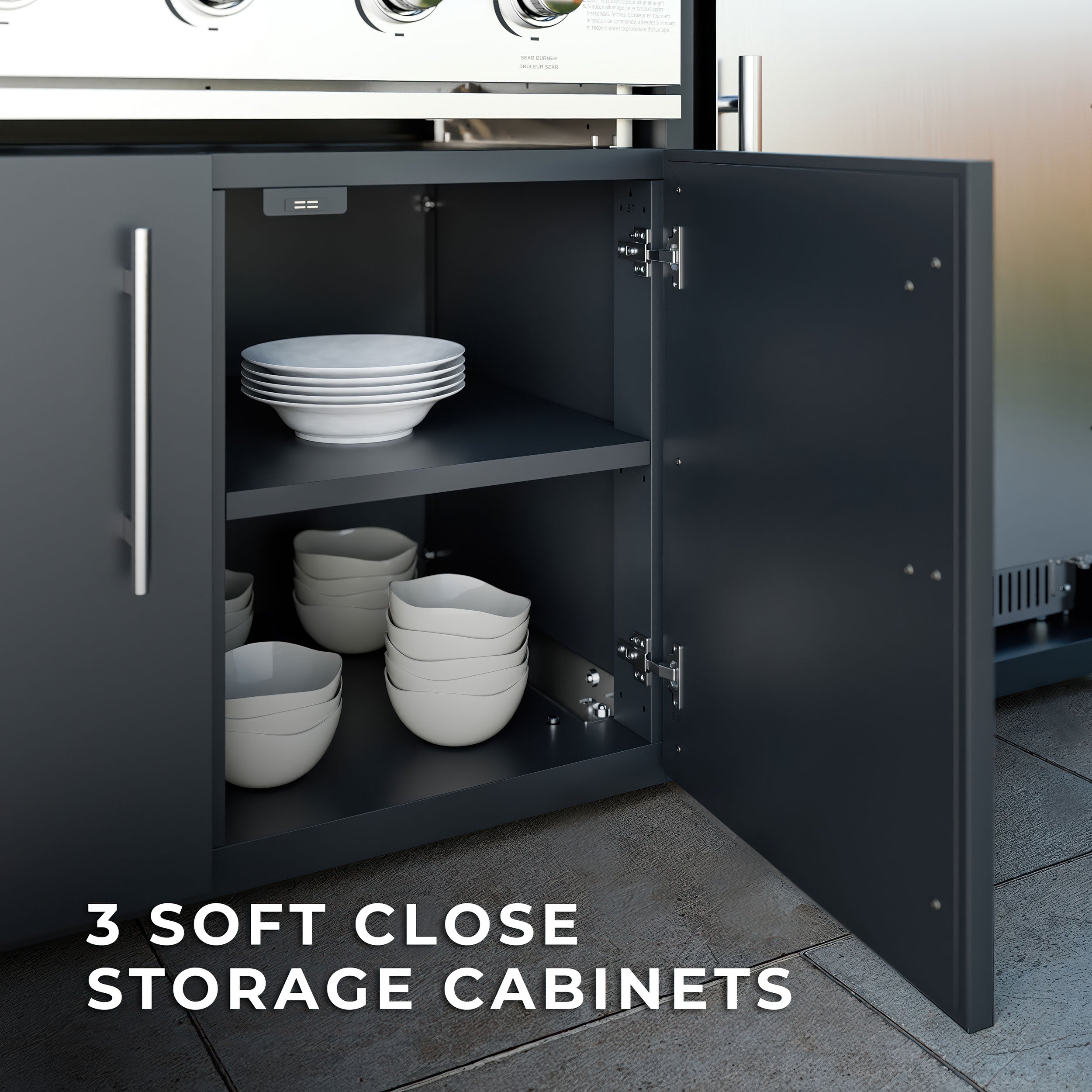 Emory 9foot Galvanized Steel Kitchen Three Storage Cabinets