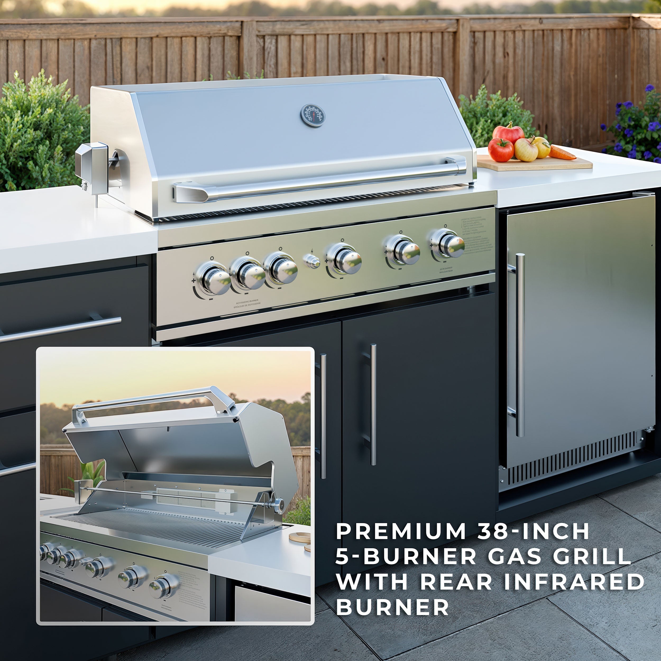 Emory 9foot Galvanized Steel Kitchen with Gas Grill