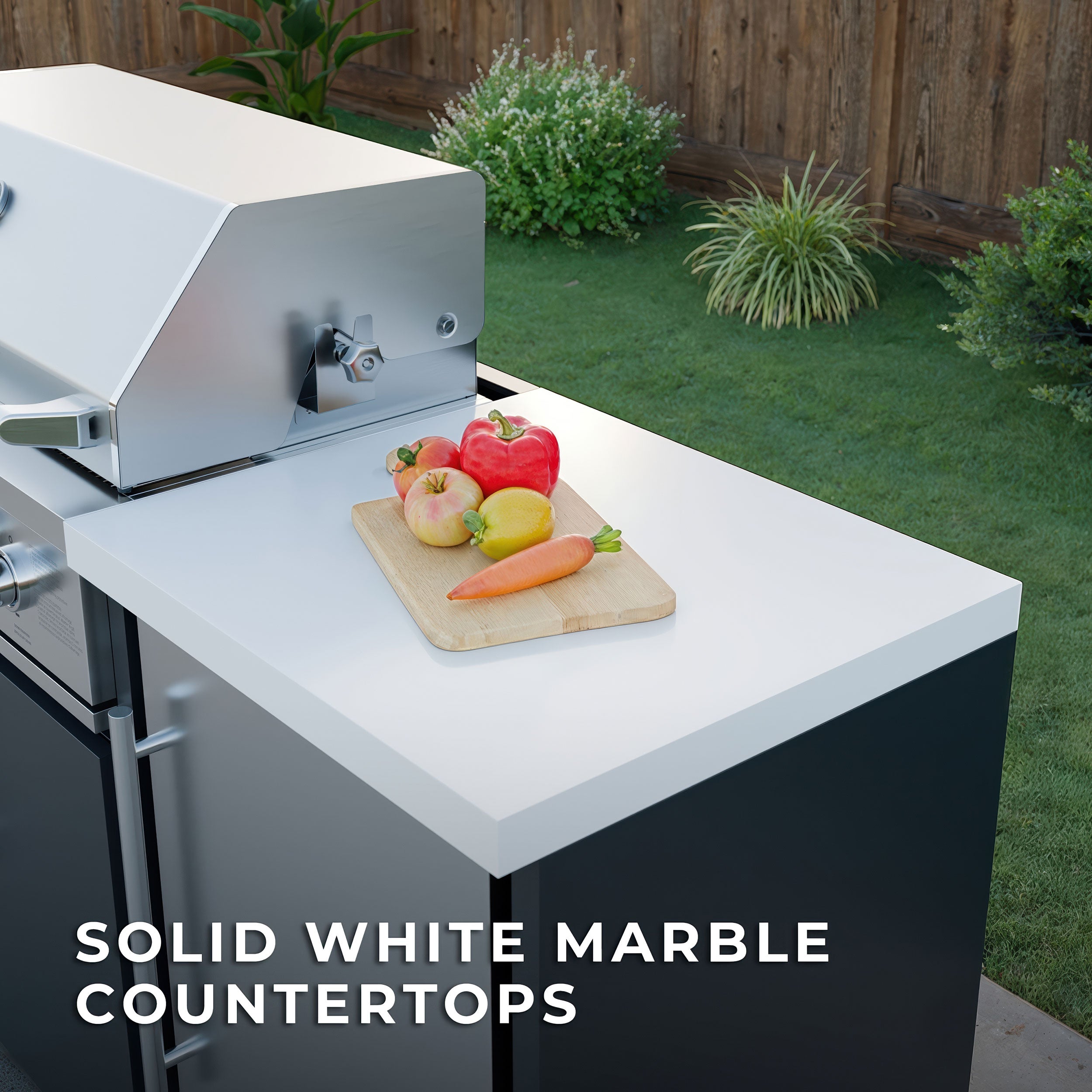 Emory 9foot Galvanized Steel Kitchen White Marble Countertops