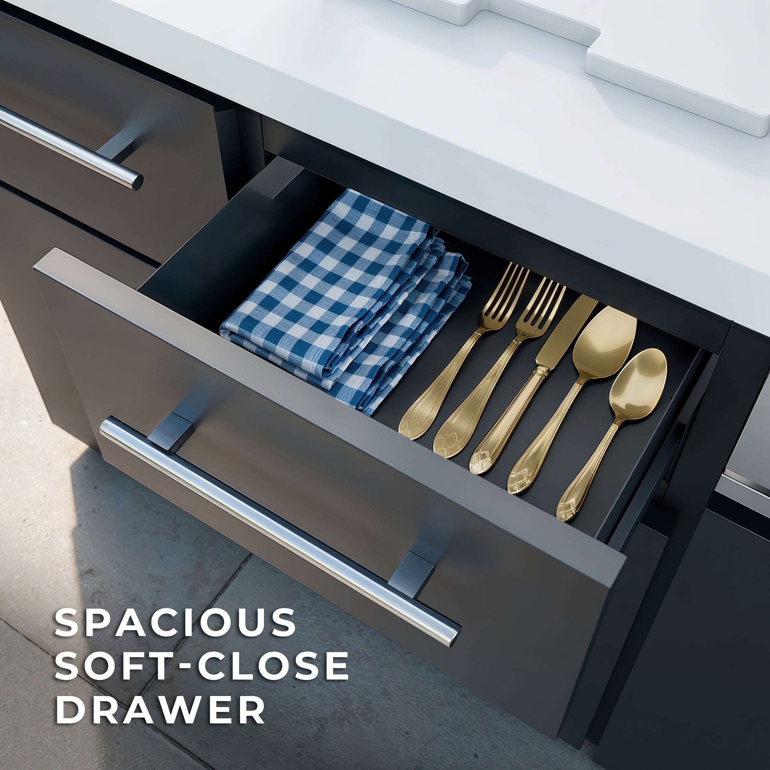 Emory 9foot Galvanized Steel Kitchen One Soft-Close drawer