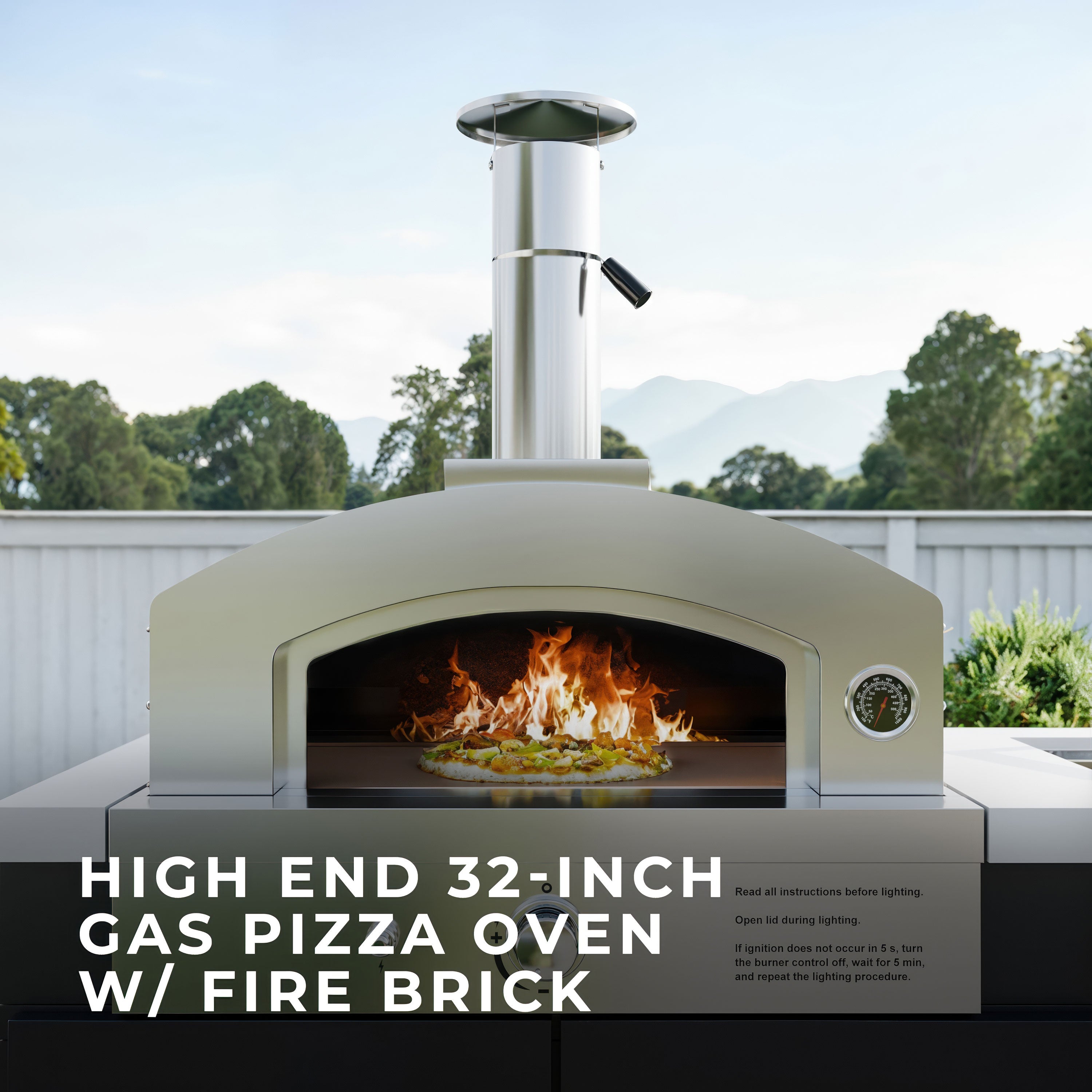 Emory 12' Galvanized Steel Outdoor Kitchen with 32 inch gas pizza oven