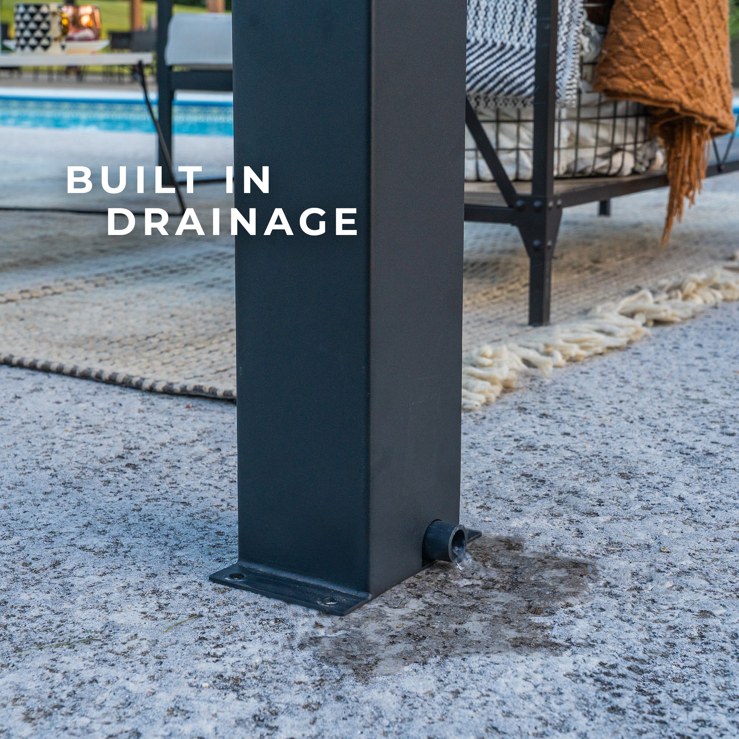 18x10 Evanston Wall Mounted Pergola Built In Drainage