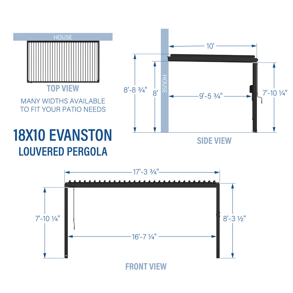 18x10 Evanston Pergola Dimension