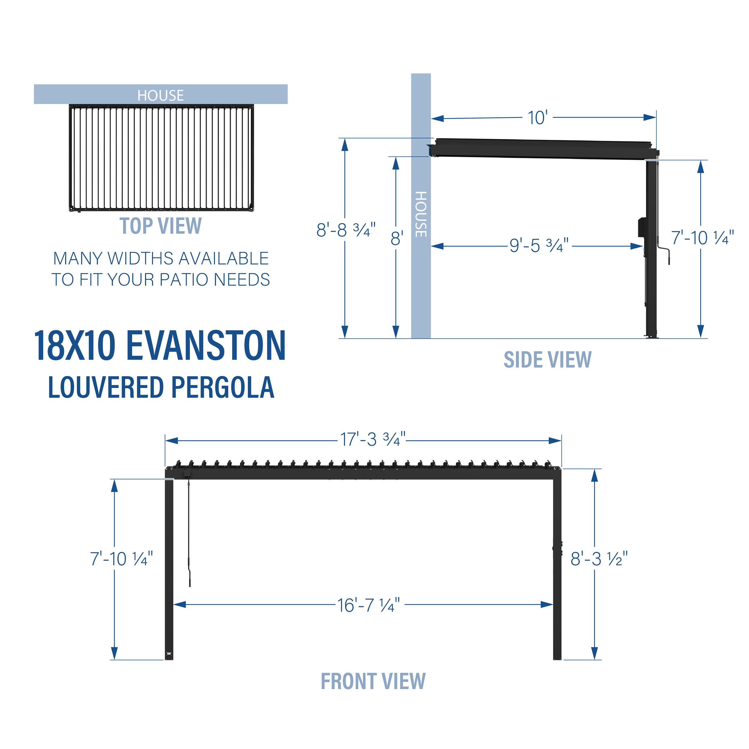 18x10 Evanston Pergola Dimension