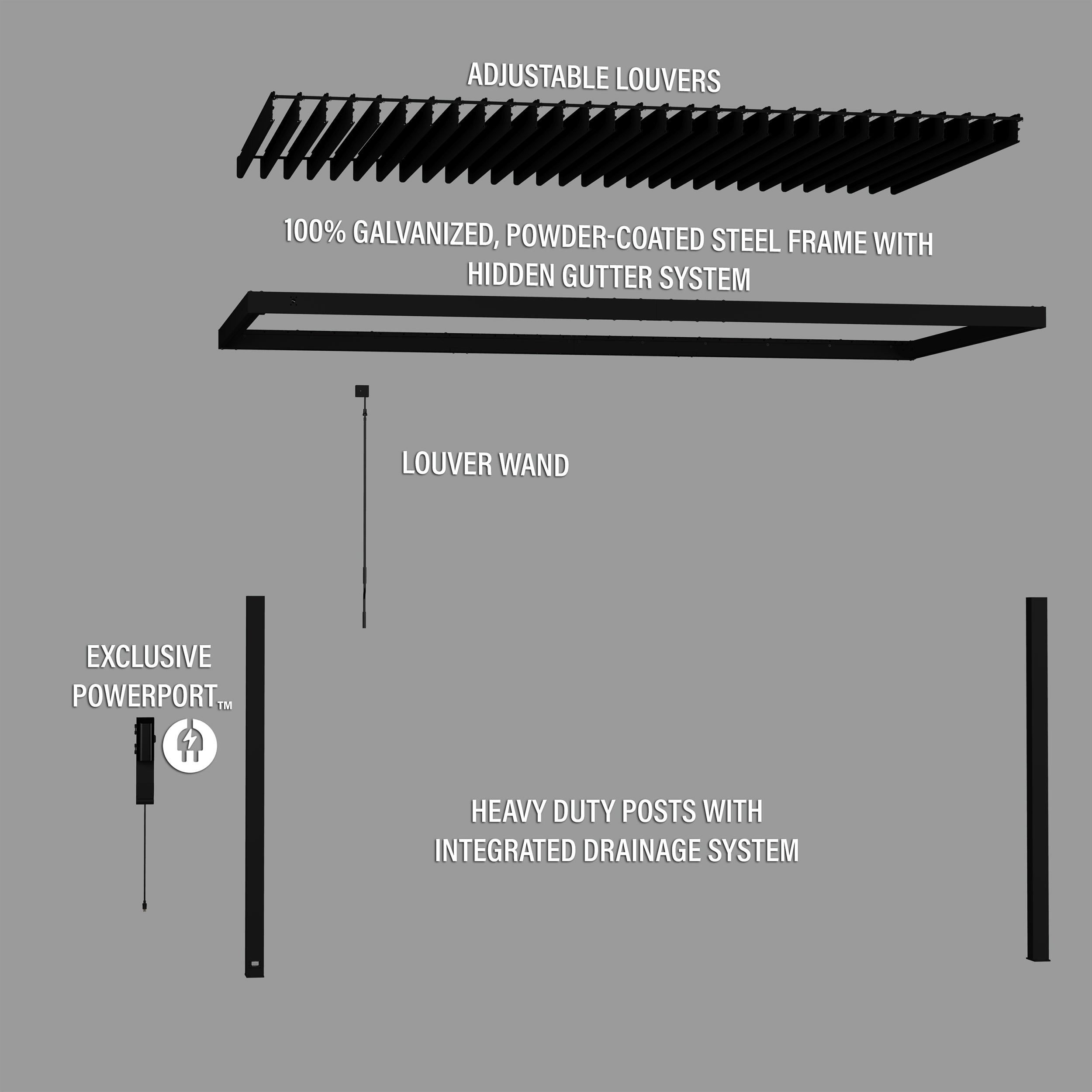 18x10 Evanston Pergola Exploded View