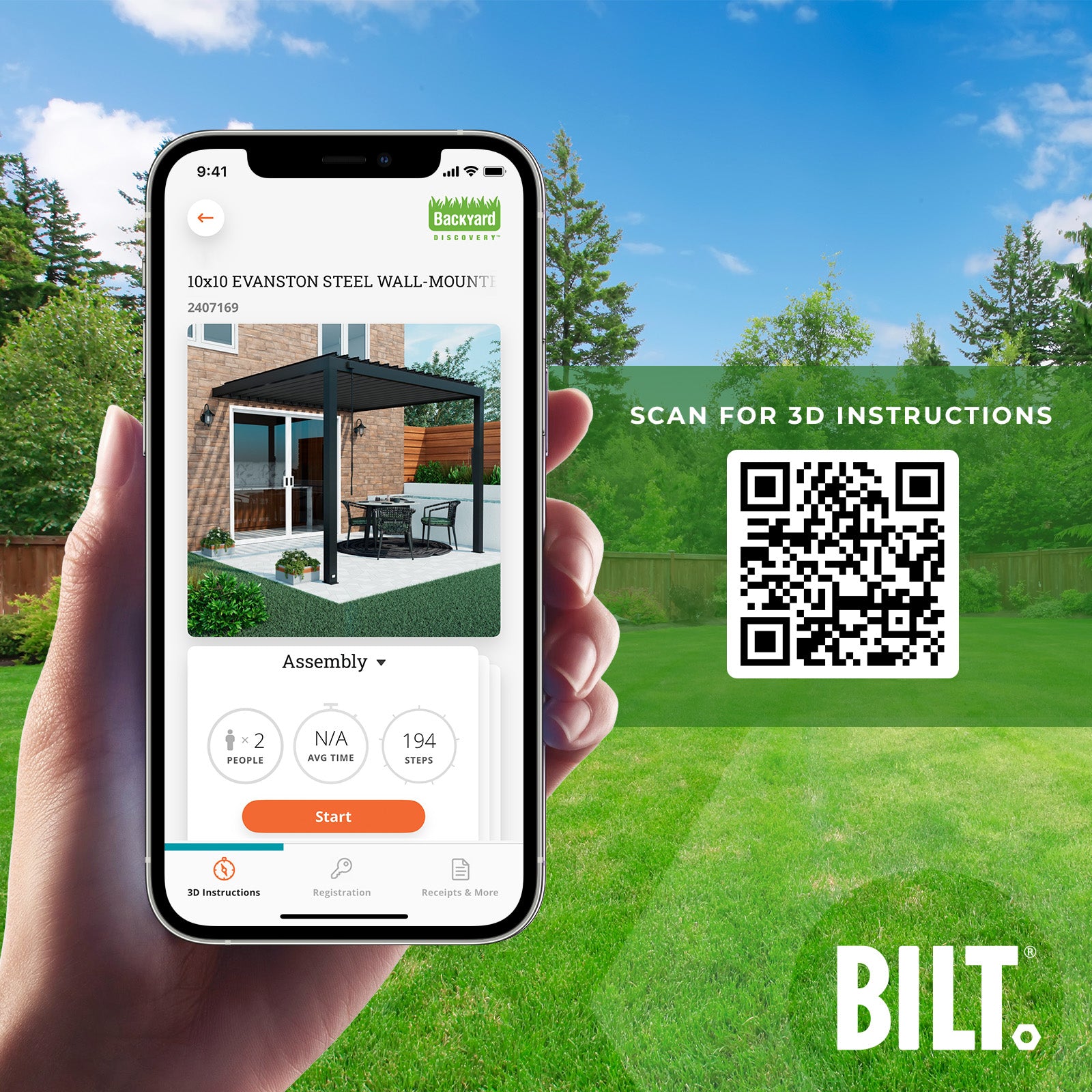 10 X 10 Evanston BILT App to assist with assembly