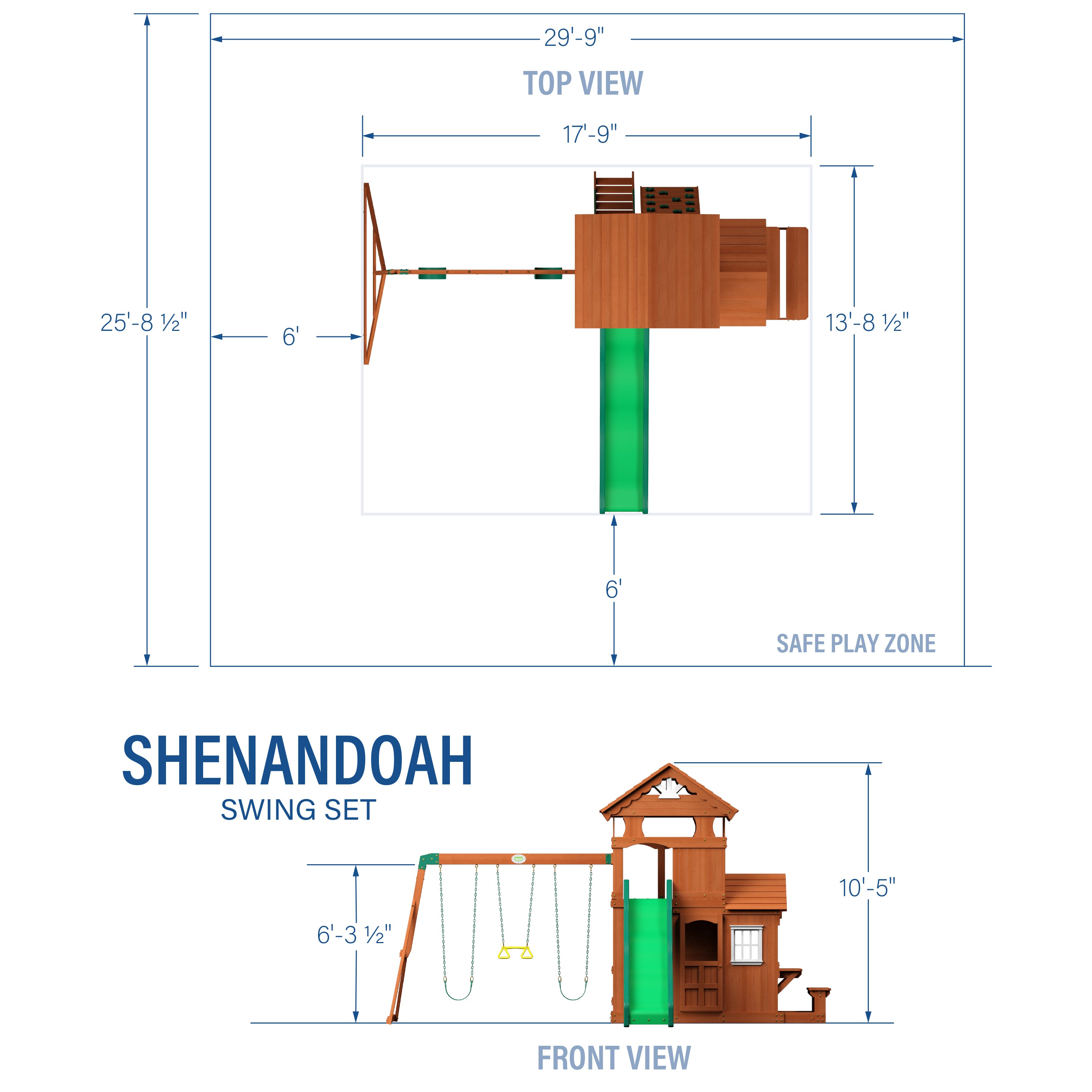 Shenandoah Swing Set Dimensions