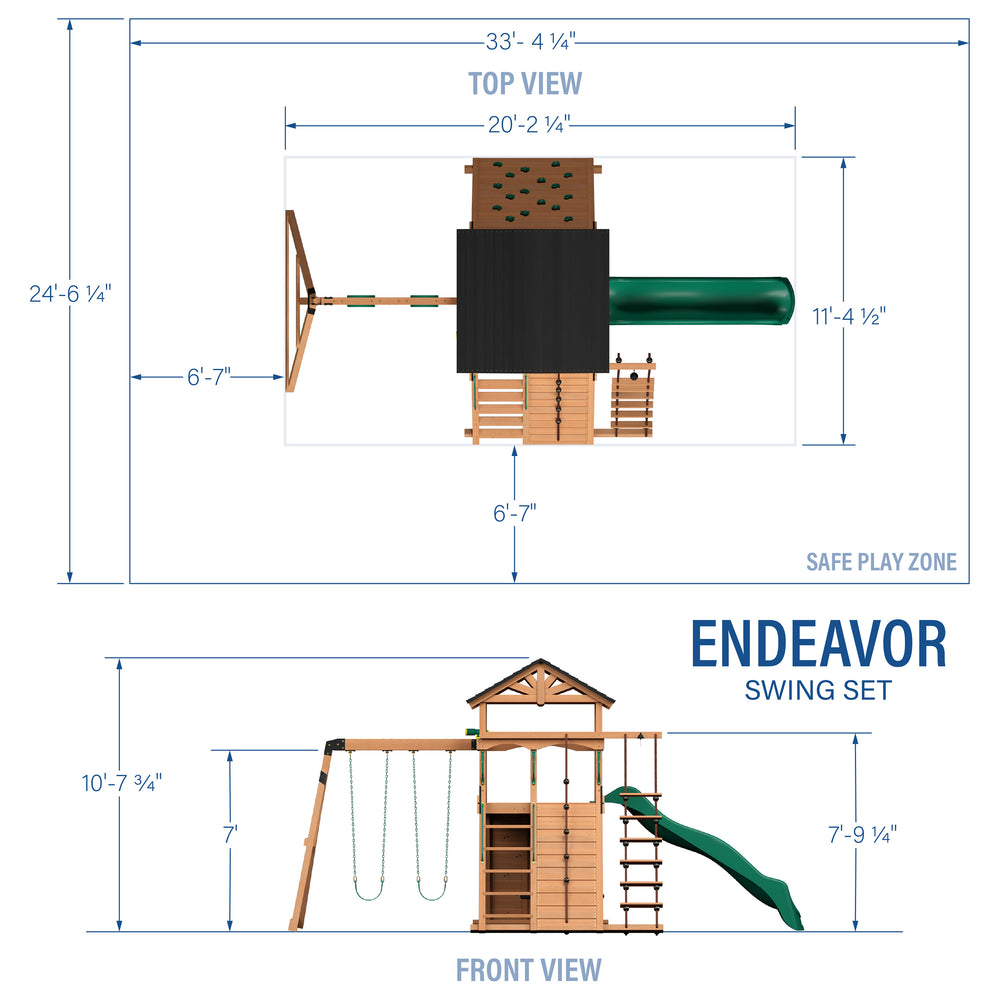 Endeavor Swing Set dimensions - green slide