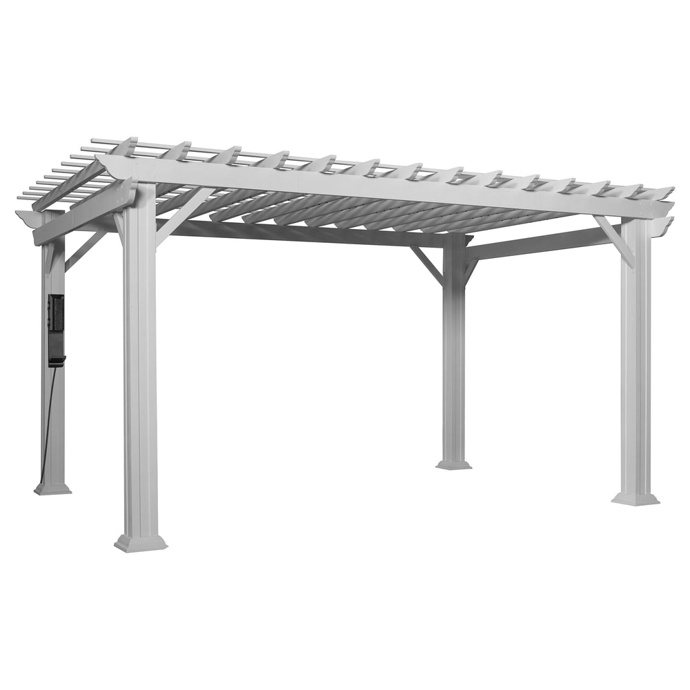 14x12 Hawthorne Traditional Steel Pergola With Sail Shade Soft Canopy