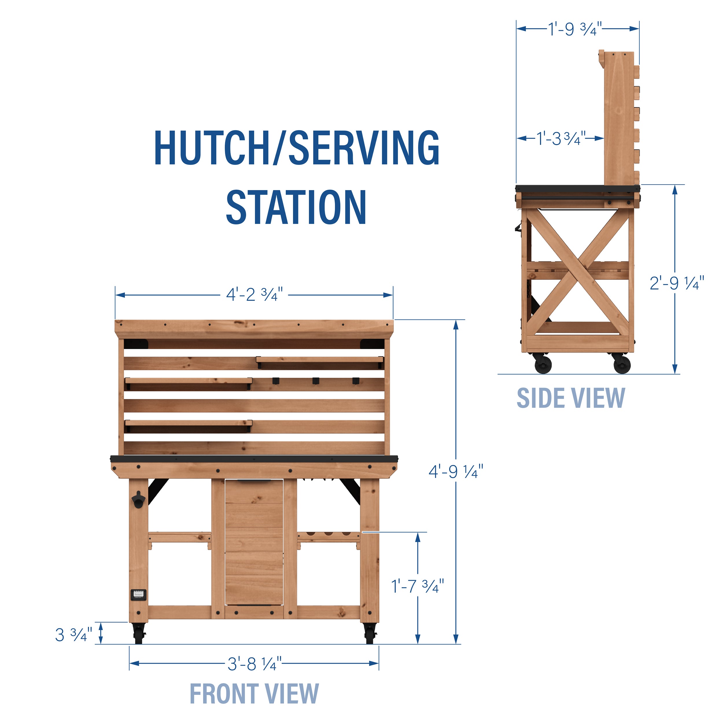 Hutch/Serving Station Imperial Dimensions
