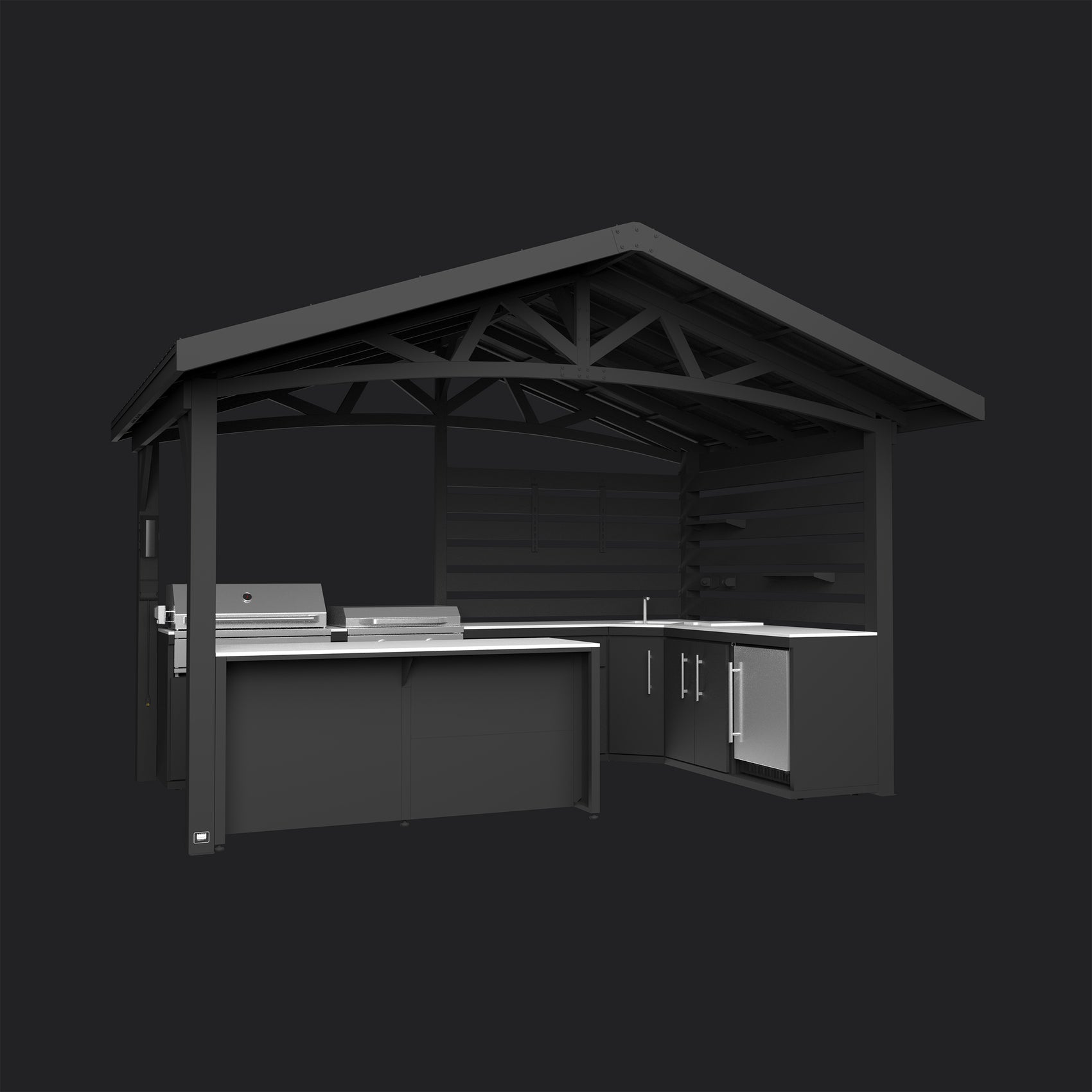 Langston | Covered Walk-In Outdoor Kitchen with Built-In Grill & Griddle