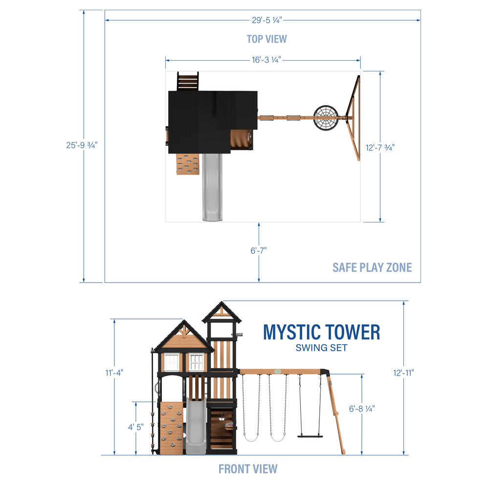 Mystic Tower Swing Set Dimensions