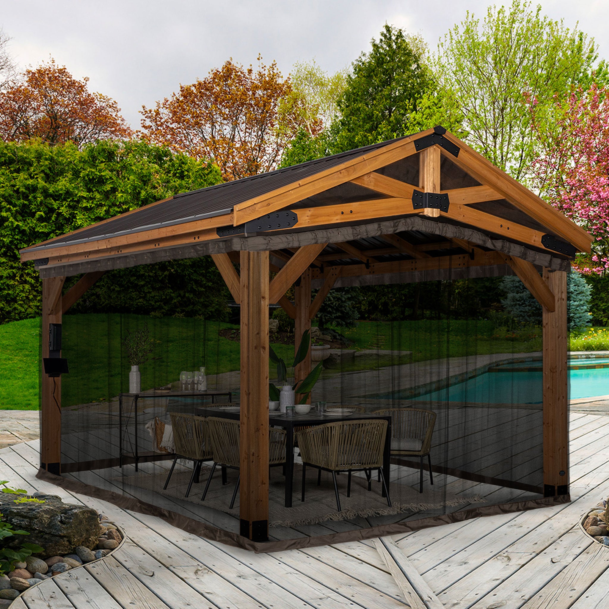 decorating a gazebo with fish nets Mosquito Netting Kit-Norwood Gazebos