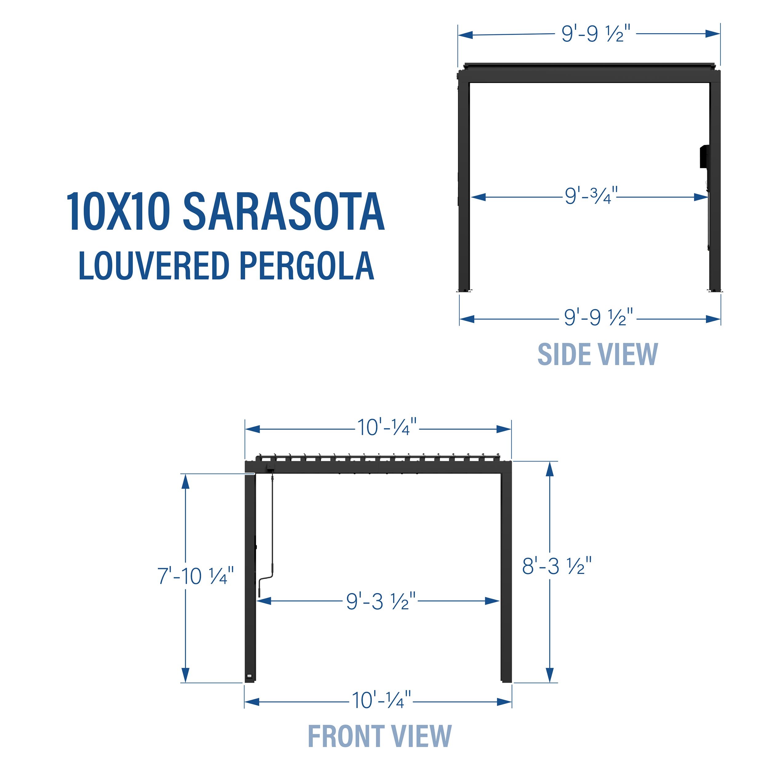 10x10 Sarasota Steel Louvered Pergola