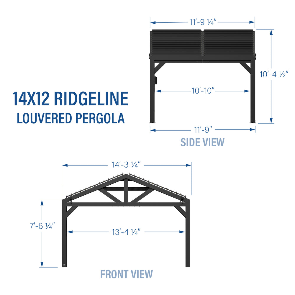 14x12 Ridgeline Steel Louvered Pergola