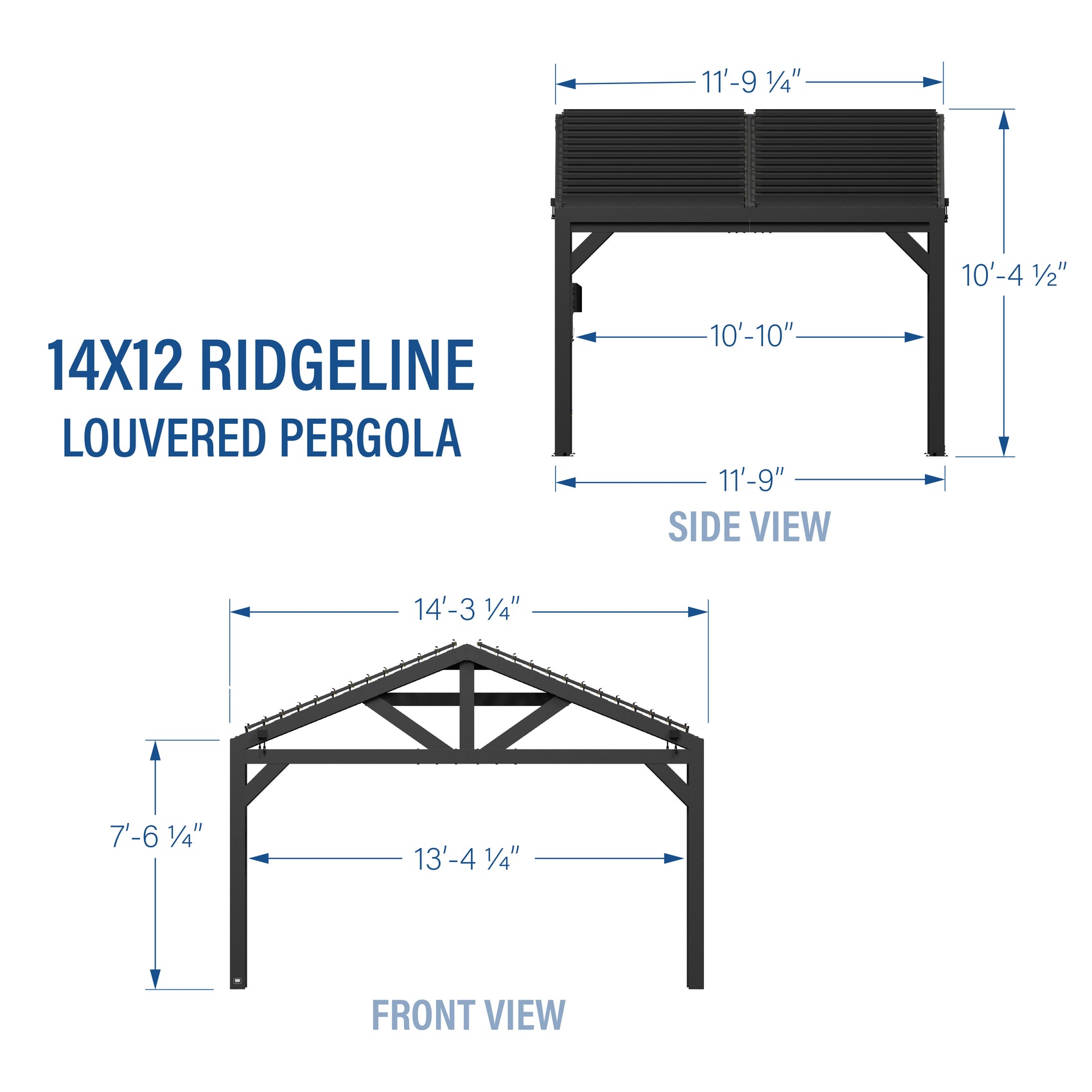 14x12 Ridgeline Steel Louvered Pergola