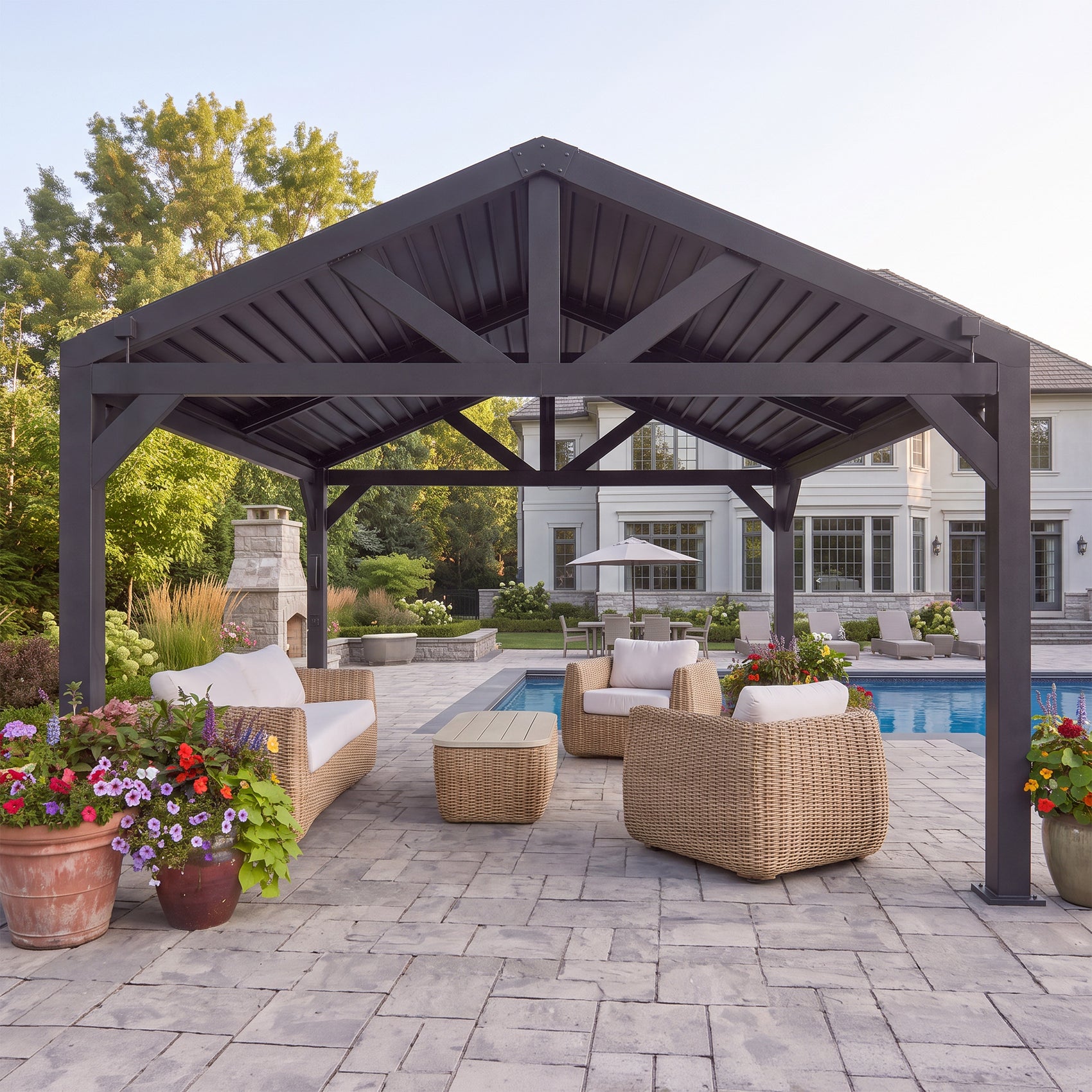 14x12 Ridgeline Steel Louvered Pergola