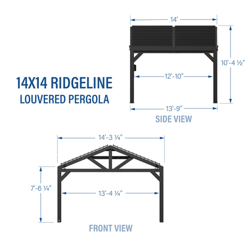14x14 Ridgeline Steel Louvered Pergola