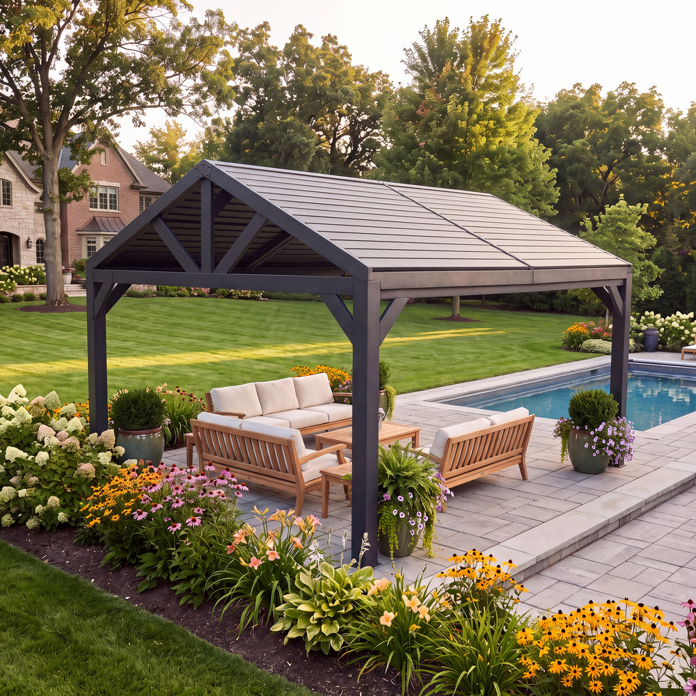 16x14 Ridgeline Steel Louvered Pergola