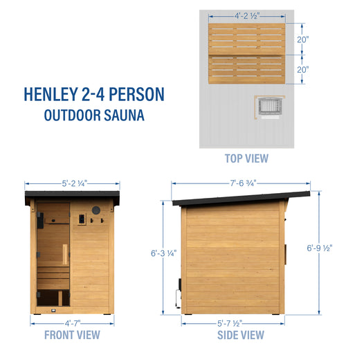 Henley 2-4 Person Outdoor Sauna Dimensions | stacked