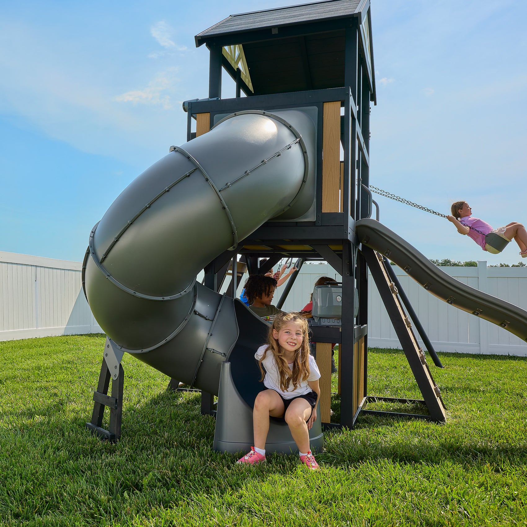 Atlas Steel Swing Set with Tube Slide