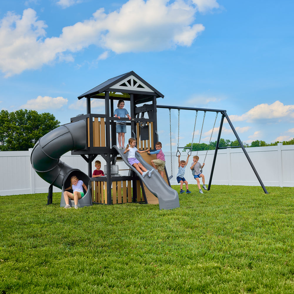 Atlas Steel Swing Set with Tube Slide