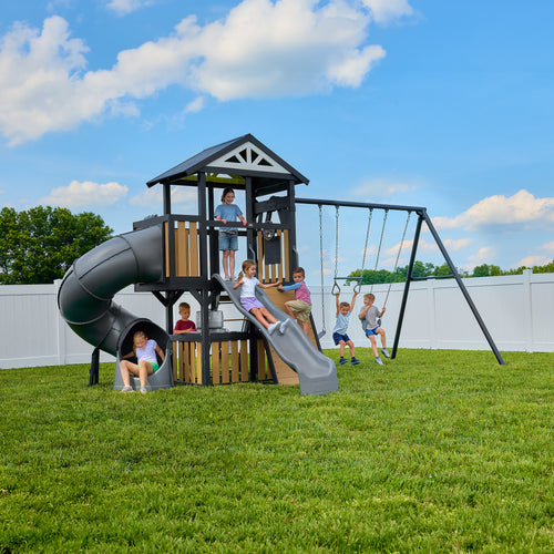 Atlas Steel Swing Set with Tube Slide