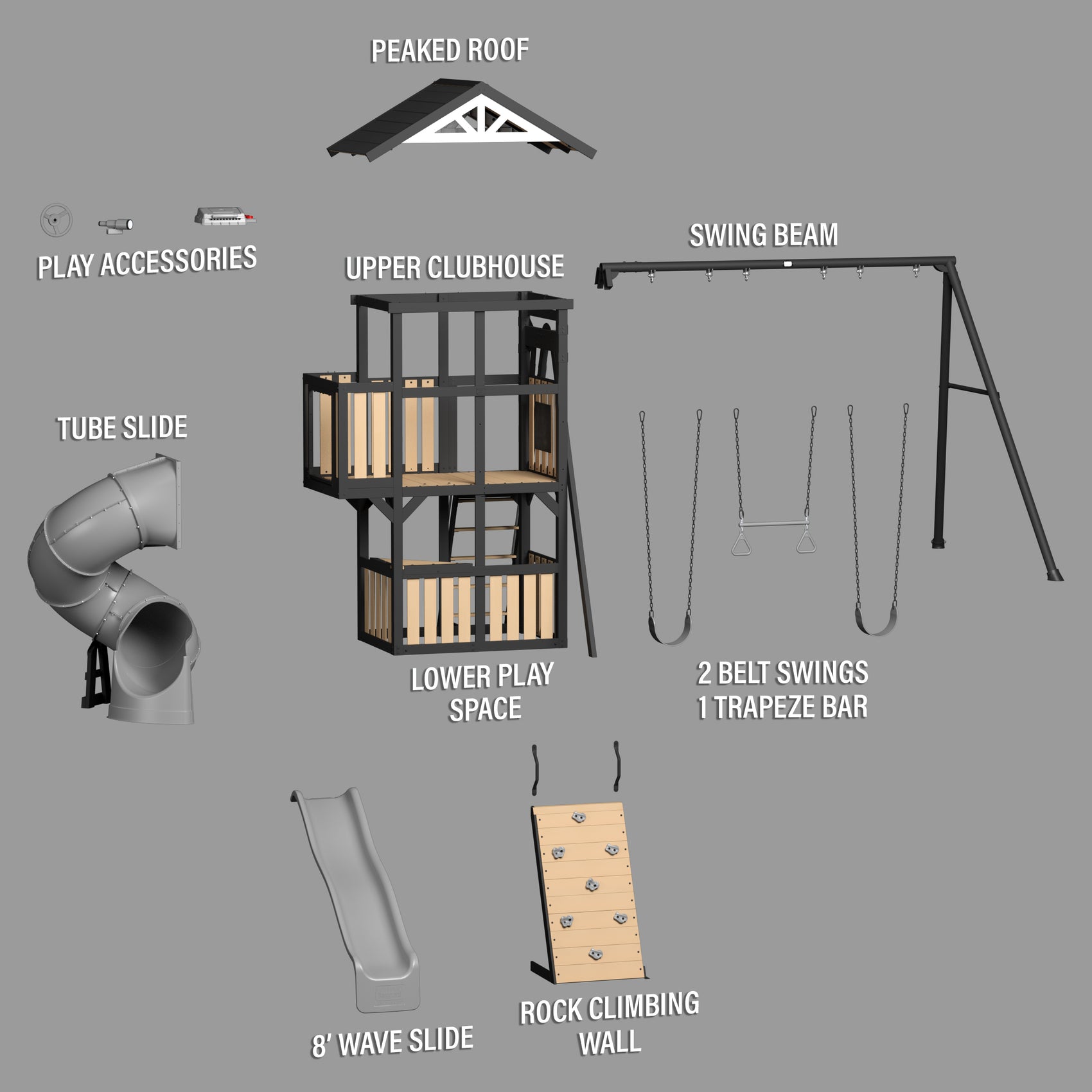 Atlas Steel Swing Set with Tube Slide
