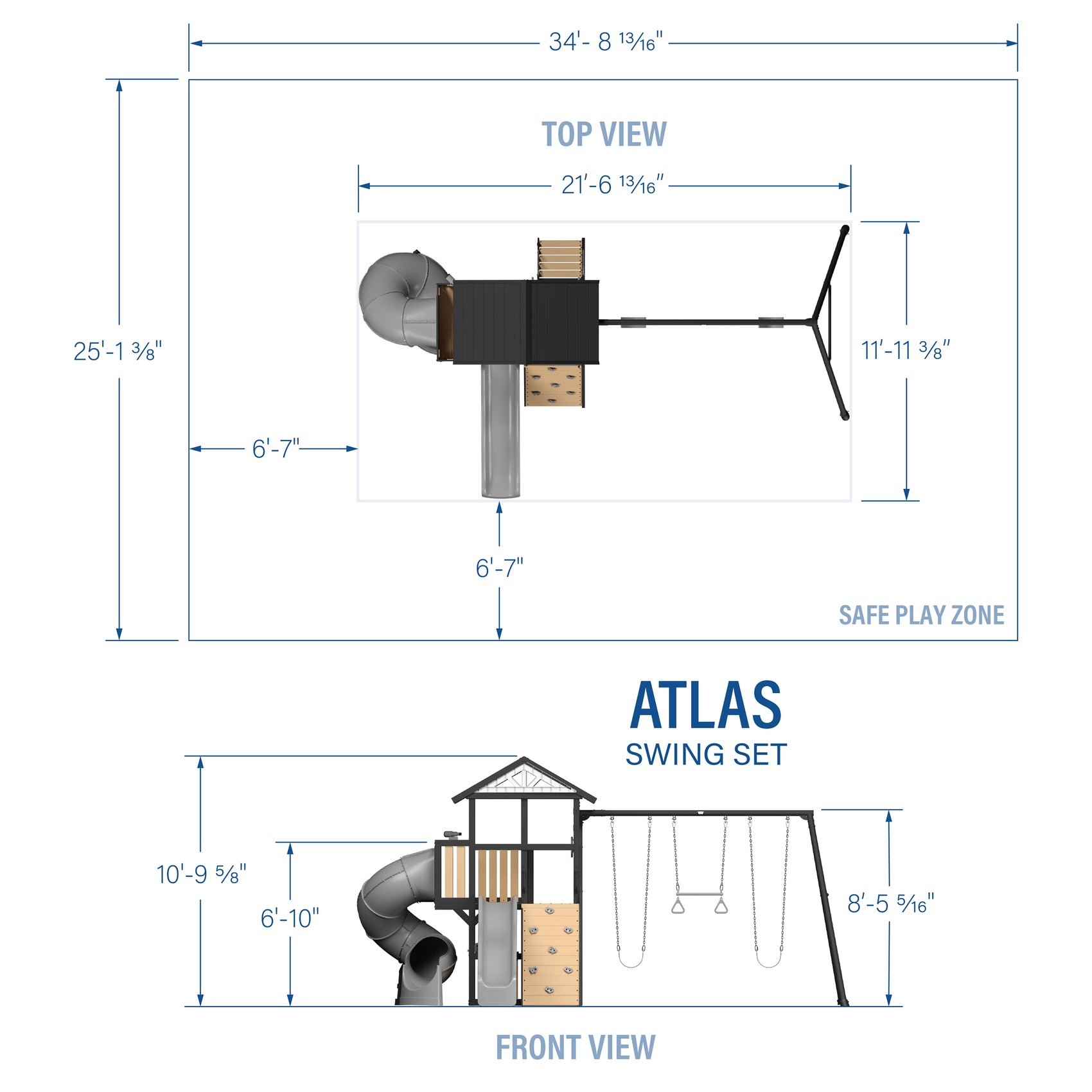 Atlas Steel Swing Set with Tube Slide