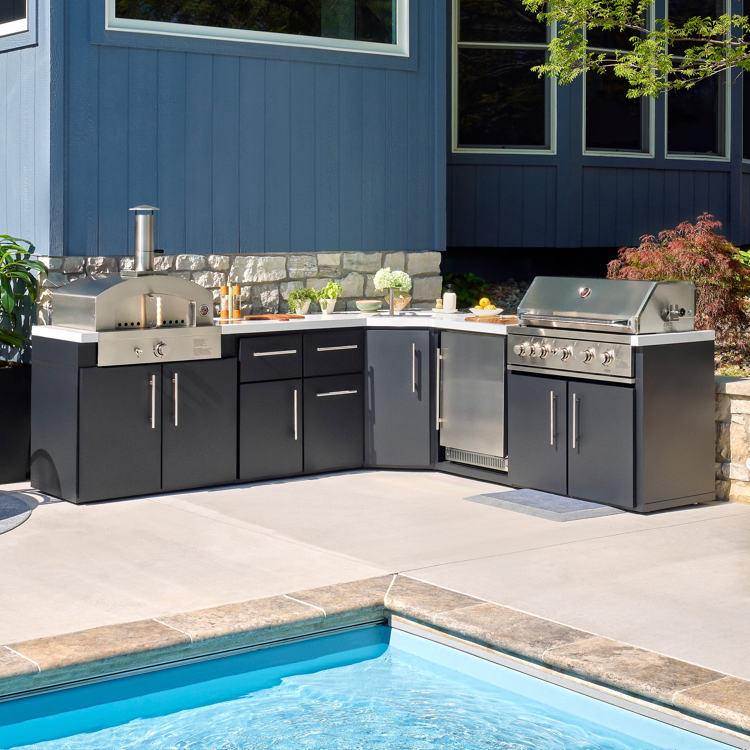 Emory Corner Outdoor Kitchen Island - Combo