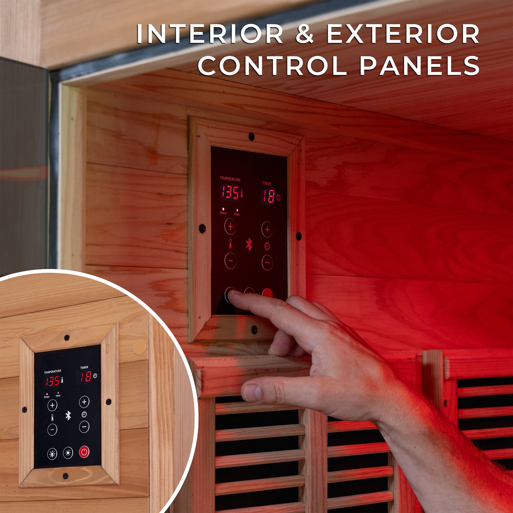 Digital control panels on the Knox indoor infrared home sauna