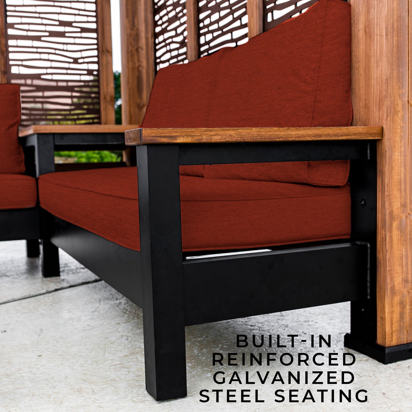 Tuscany Corner Pergola with Conversation Seating - Privacy Panels