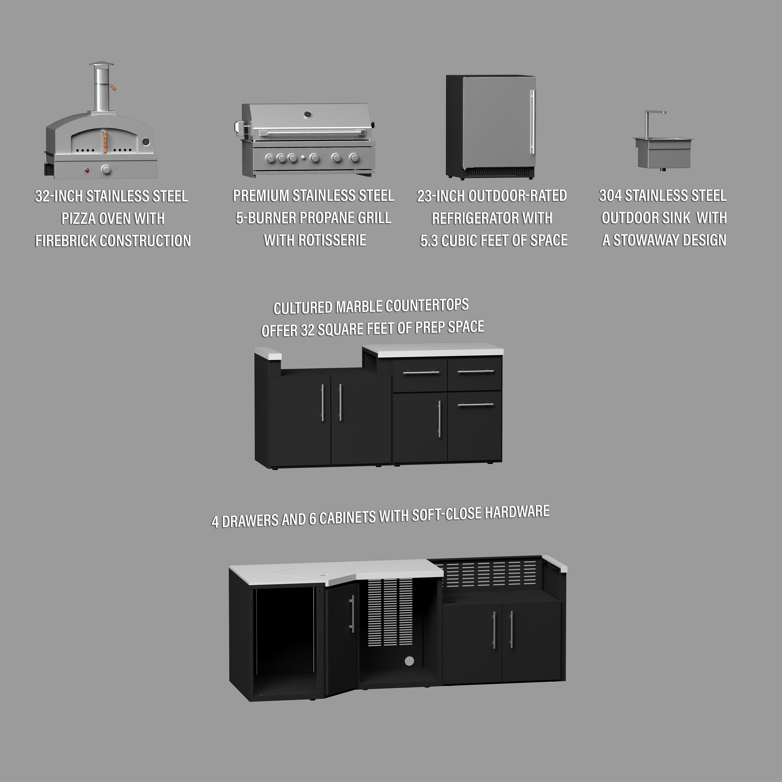 Emory Corner Outdoor Kitchen Island - Combo