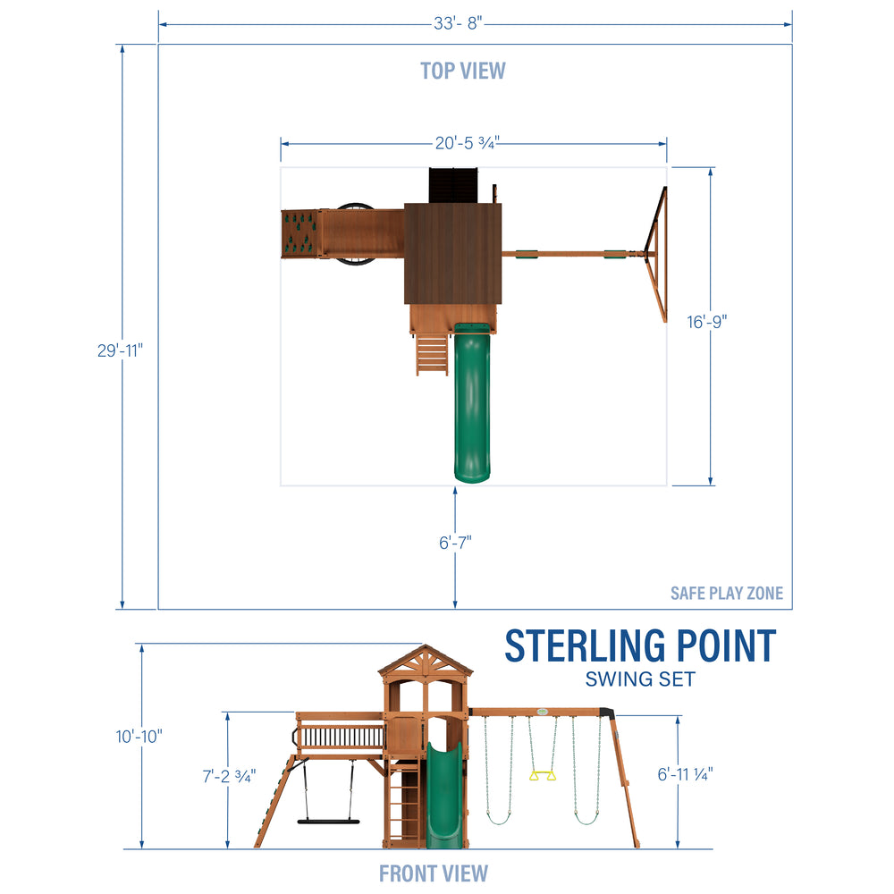 Sterling Point Swing Set dimensions - green slide