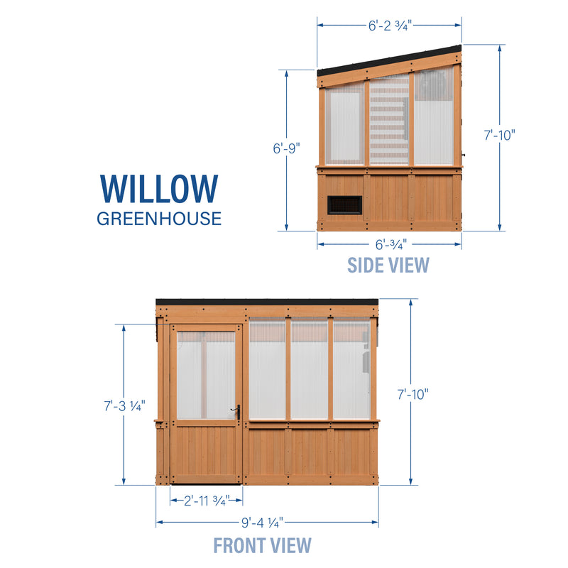 9x6 Willow Greenhouse specifications