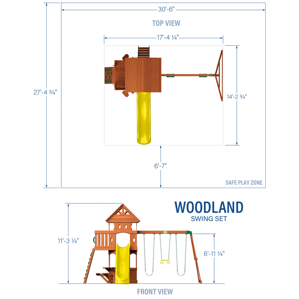 Woodland Swing Set - yellow slide dimensions